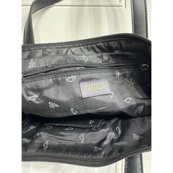 Carpisa Black Nylon Canvas Satchel Tote Side Strap Detail - Picture 5 of 7